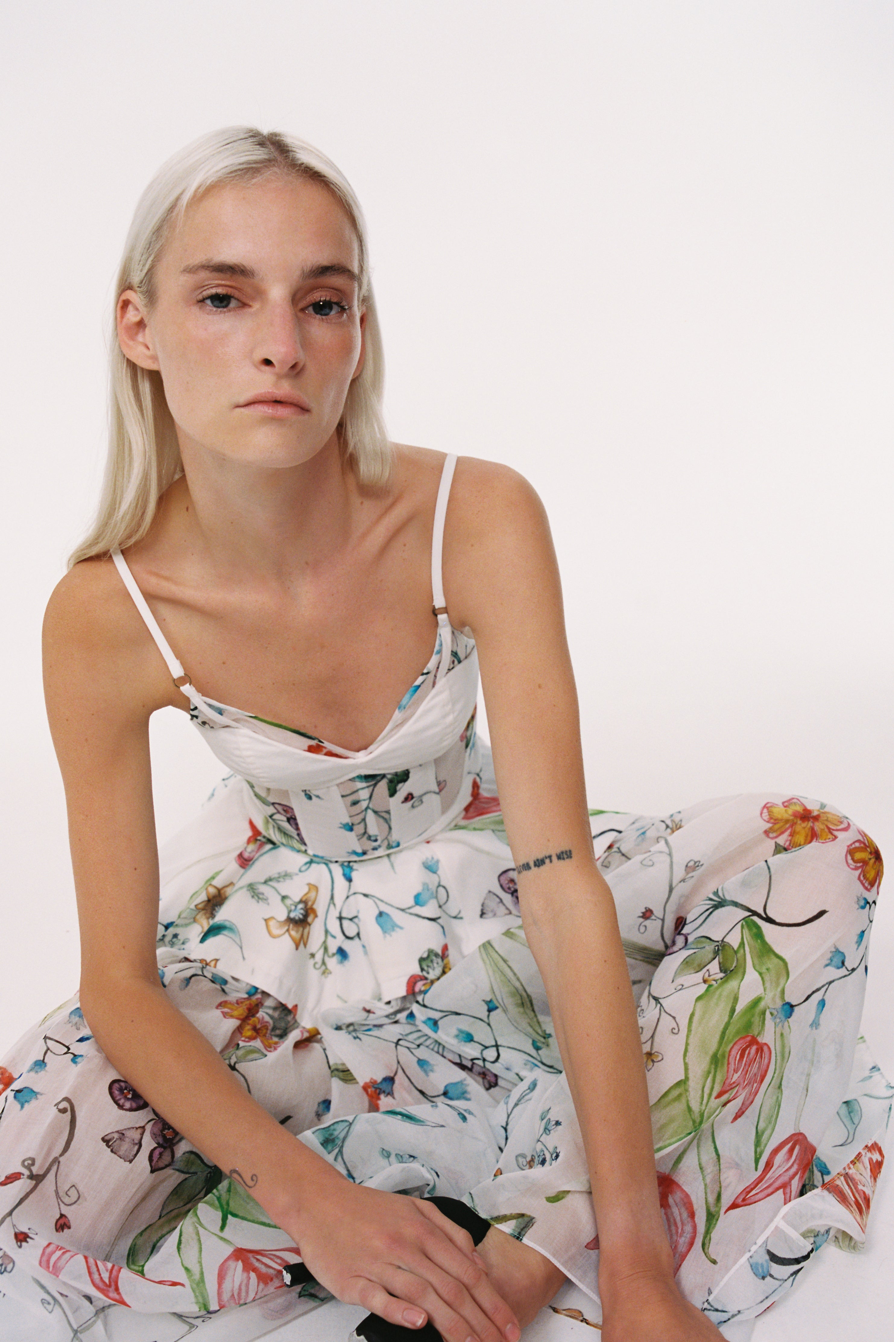 Golden Afternoon Dress White Floral Print Rosie Assoulin