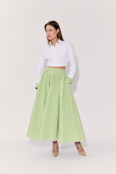 Classic Pleated Skirt in Cotton Grosgrain
