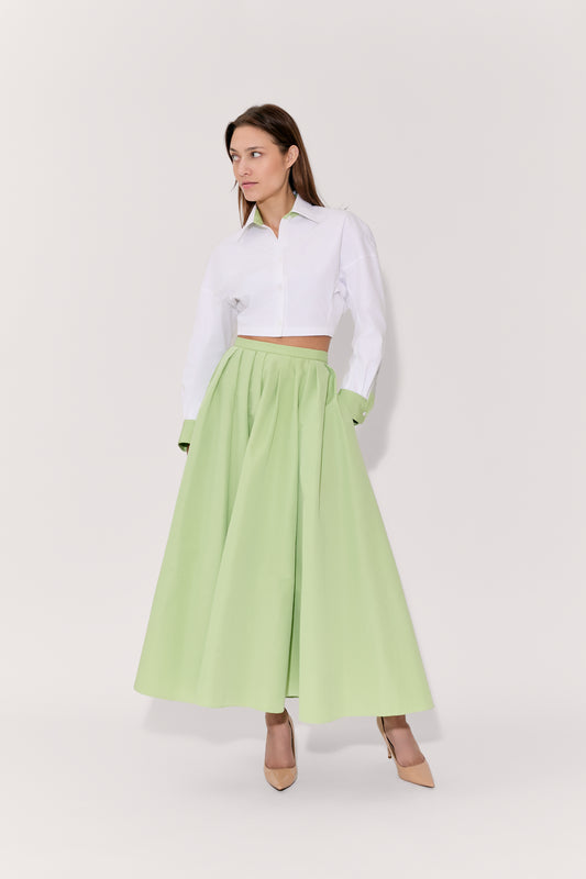 Classic Pleated Skirt in Cotton Grosgrain