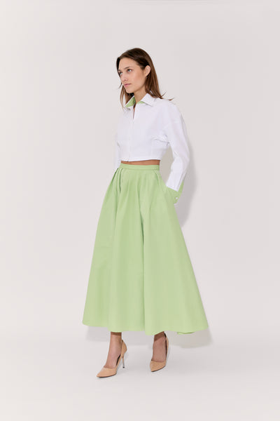 Classic Pleated Skirt in Cotton Grosgrain