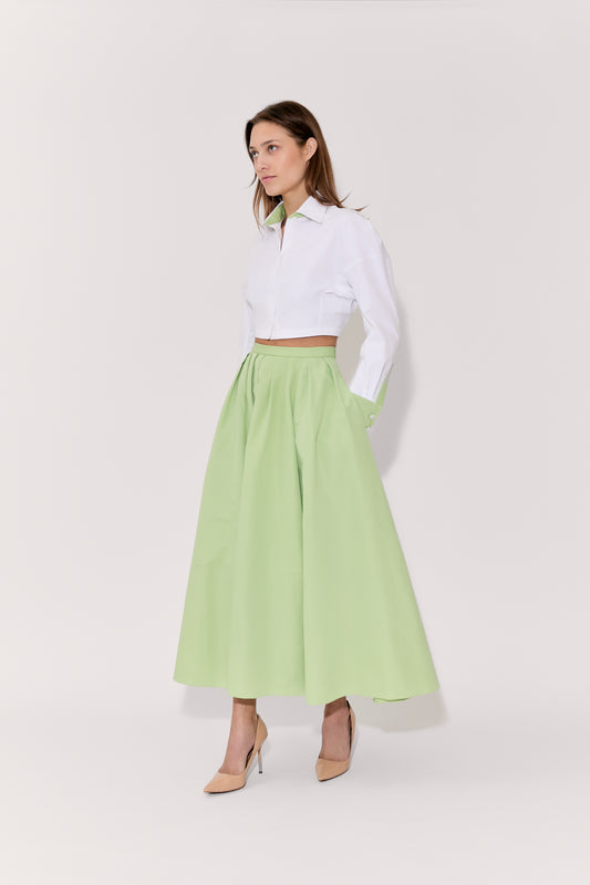 Classic Pleated Skirt in Cotton Grosgrain