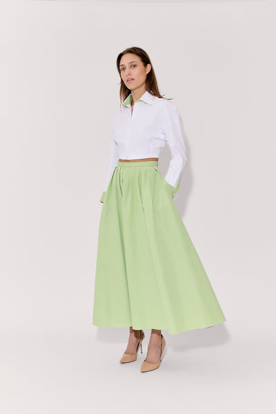 Classic Pleated Skirt in Cotton Grosgrain
