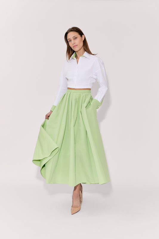 Classic Pleated Skirt in Cotton Grosgrain