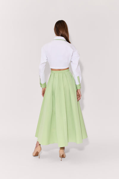 Classic Pleated Skirt in Cotton Grosgrain