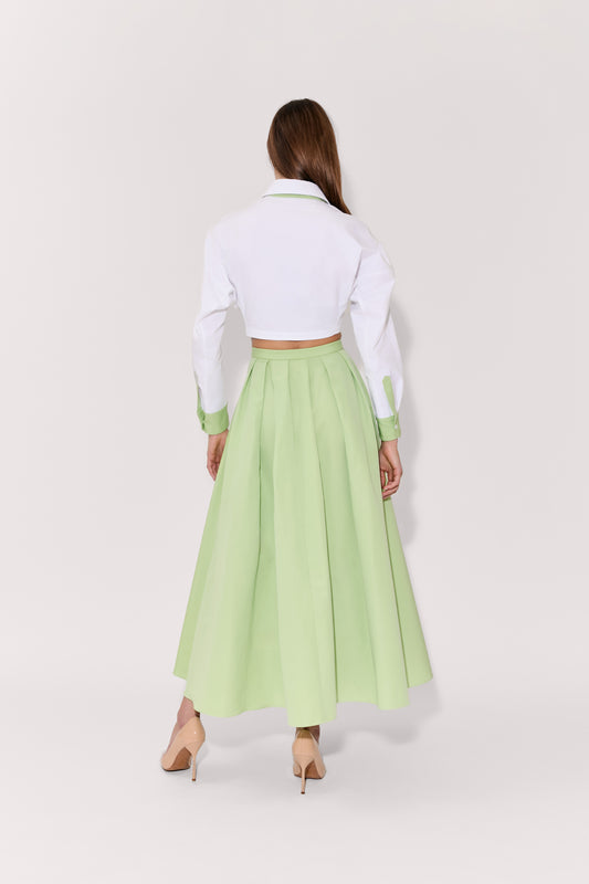 Classic Pleated Skirt in Cotton Grosgrain