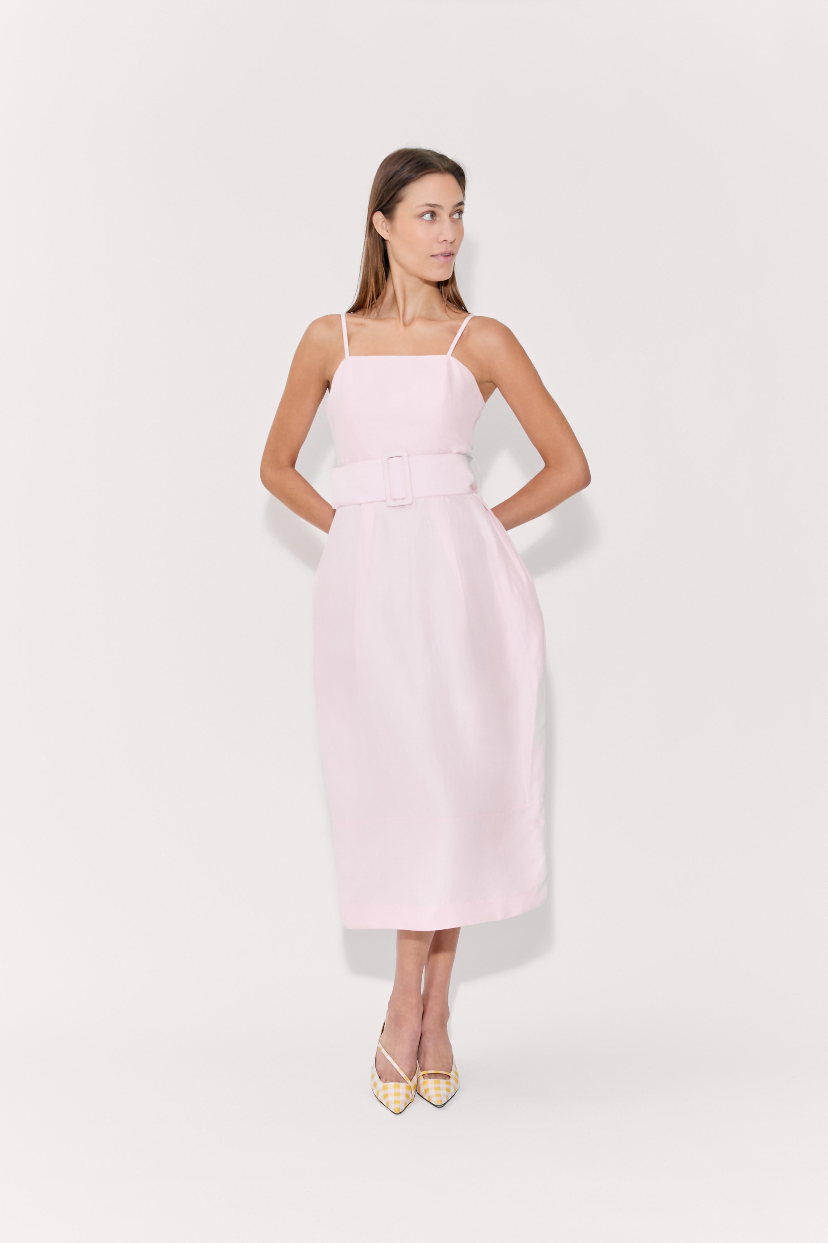 Artichoke Dress w/ Belt in Linen Viscose Blush / 14 Artichoke Dress w/ Belt in Linen Viscose Blush / 14