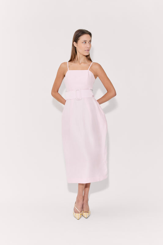 Artichoke Dress w/ Belt in Linen Viscose