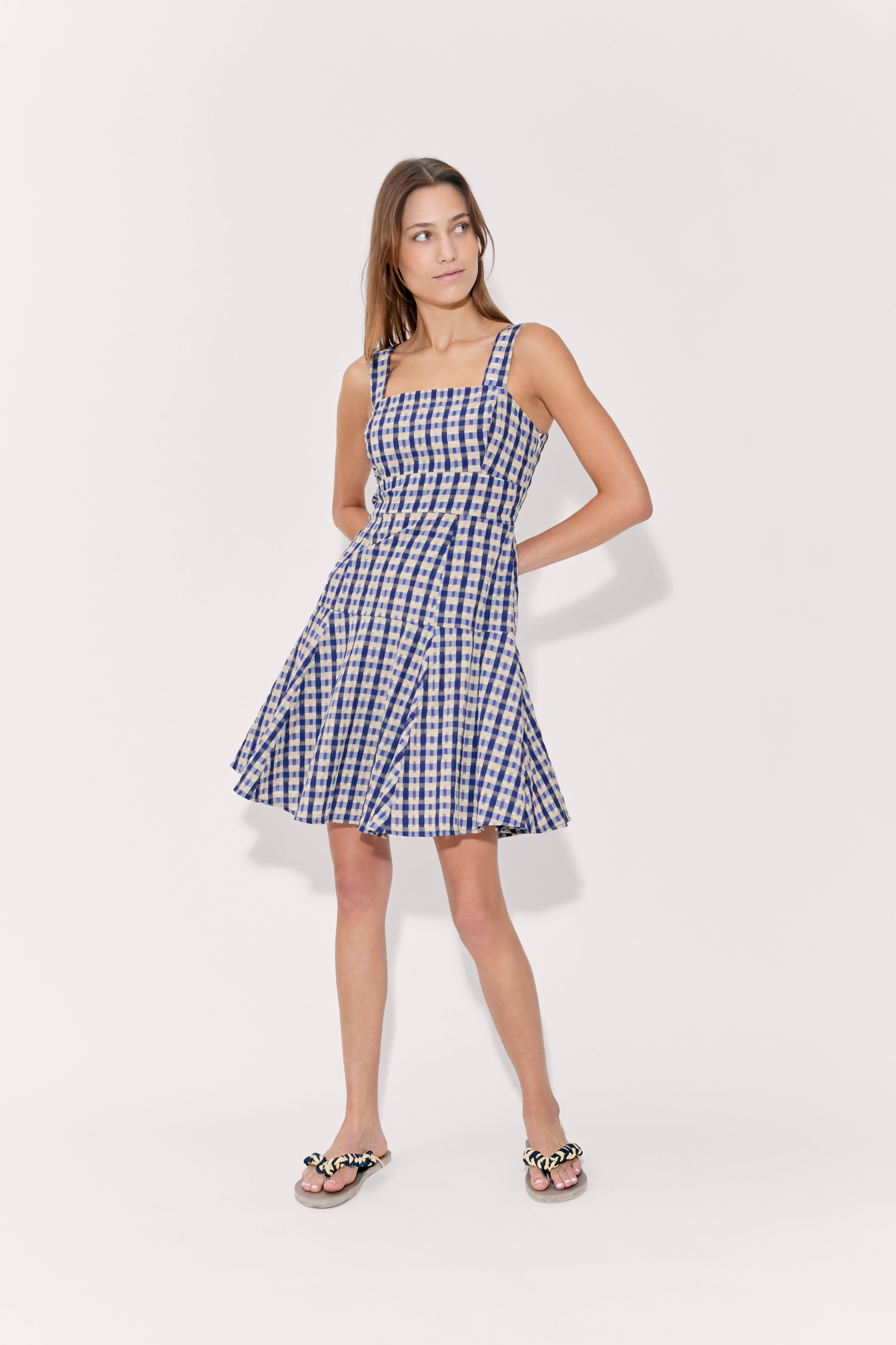 Skater Dress in Seersucker Check – Rosie Assoulin