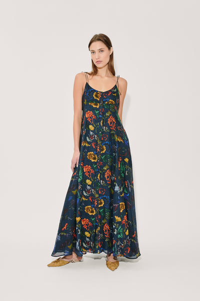 High Garden Maxi Dress in Floral Printed Ramie