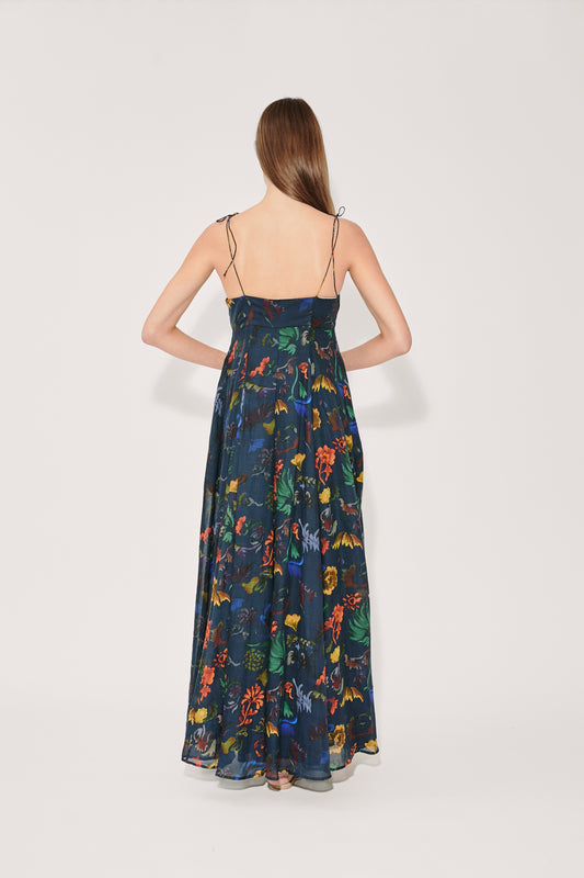High Garden Maxi Dress in Floral Printed Ramie