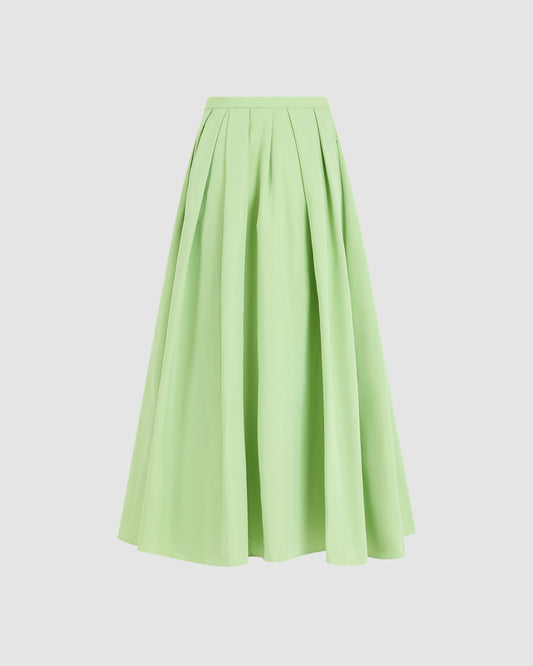 Classic Pleated Skirt in Cotton Grosgrain