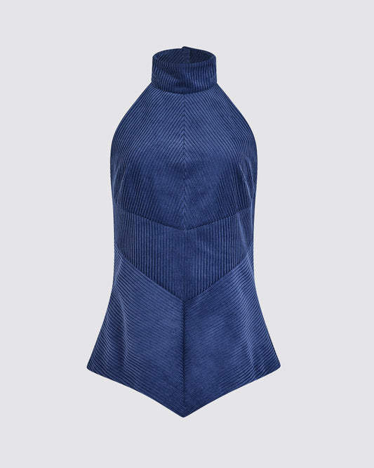 Directional Halter Top in Wide Wale Corduroy