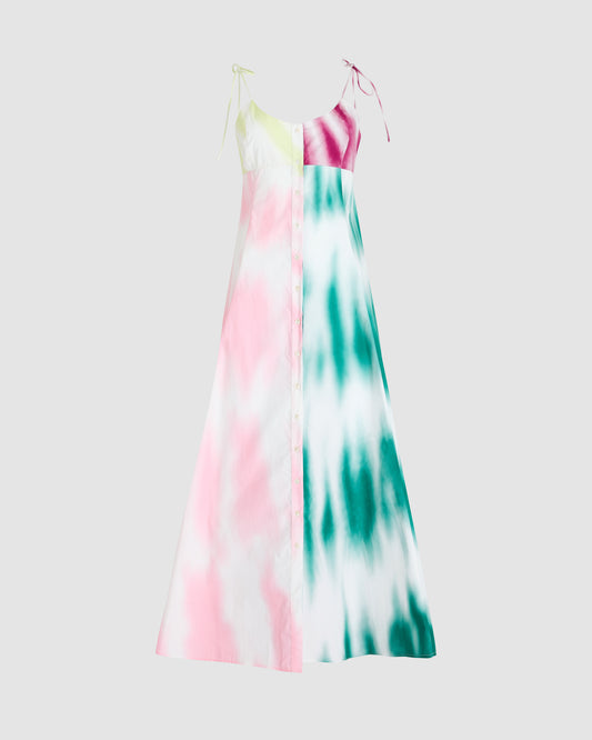 High Garden Maxi Dress in Tie-Dye Cotton Poplin