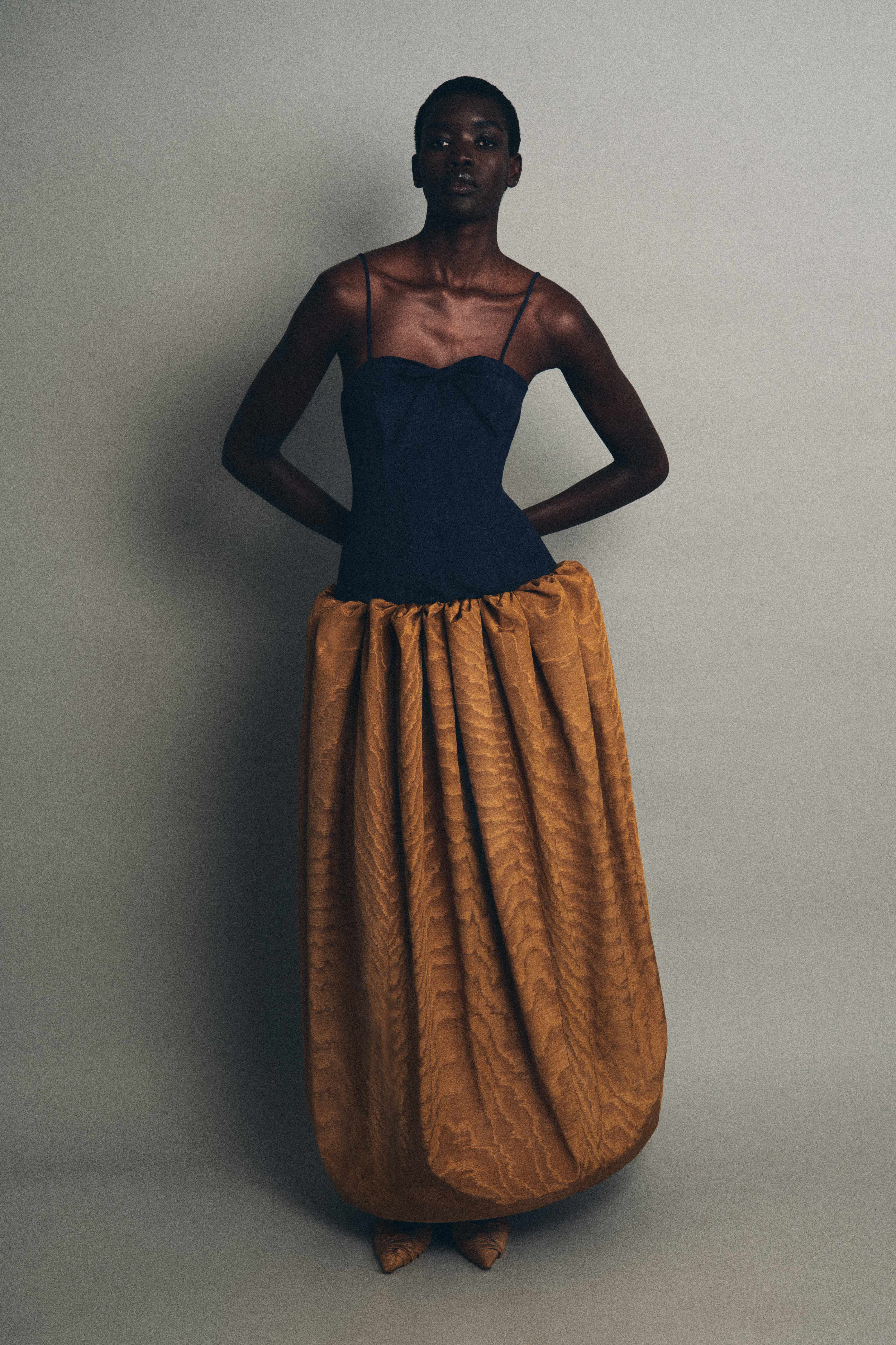 Spaghetti Strap Fifi Gown in Moire Tracee Spaghetti Strap Fifi Gown in Moire Tracee