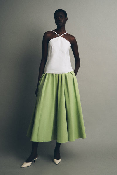 Classic Pleated Skirt in Cotton Grosgrain