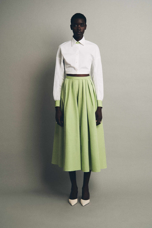 Classic Pleated Skirt in Cotton Grosgrain