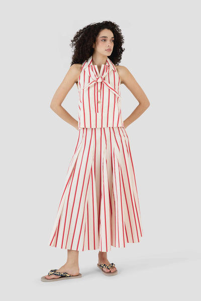 Million Pleats Skirt in Coastal Stripe Cotton