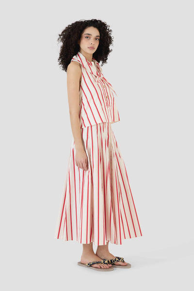 Million Pleats Skirt in Coastal Stripe Cotton