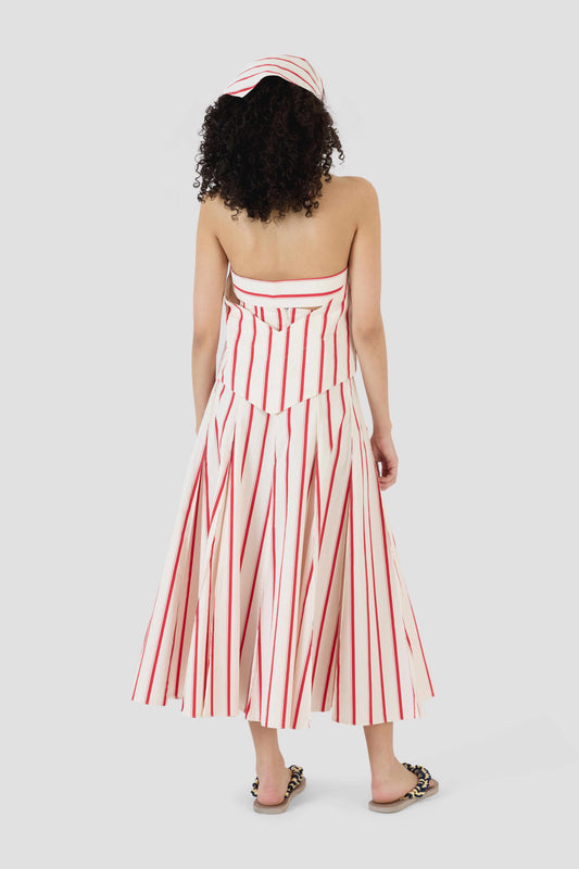 Million Pleats Skirt in Coastal Stripe Cotton