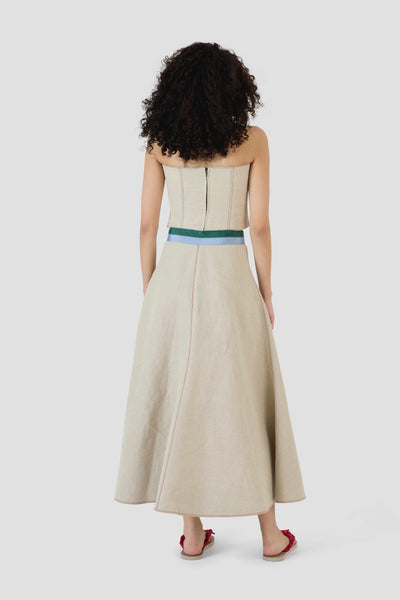 Ribbon Quartered A-Line Skirt in Linen Canvas