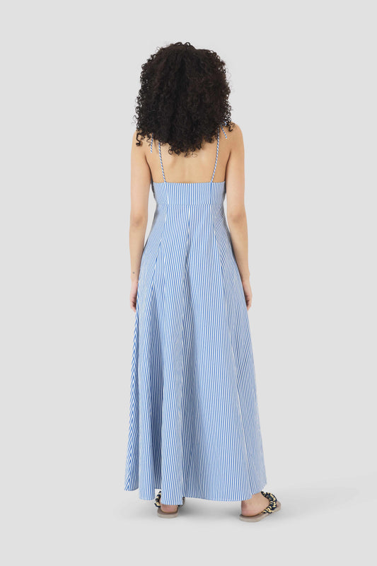 High Garden Maxi Dress in Cotton Poplin Stripe