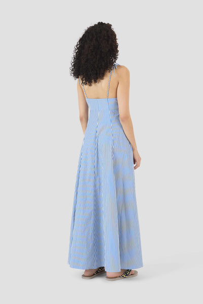 High Garden Maxi Dress in Cotton Poplin Stripe