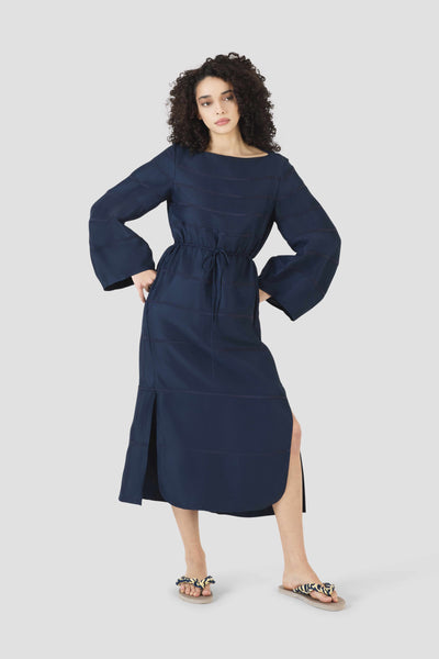 Ribbon Caftan Dress in Linen Viscose