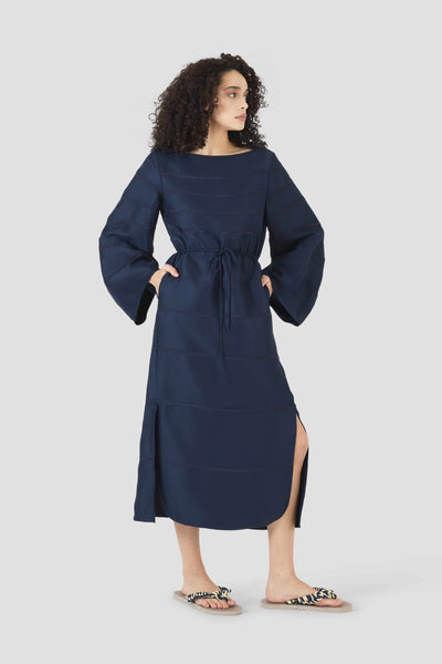 Ribbon Caftan Dress in Linen Viscose