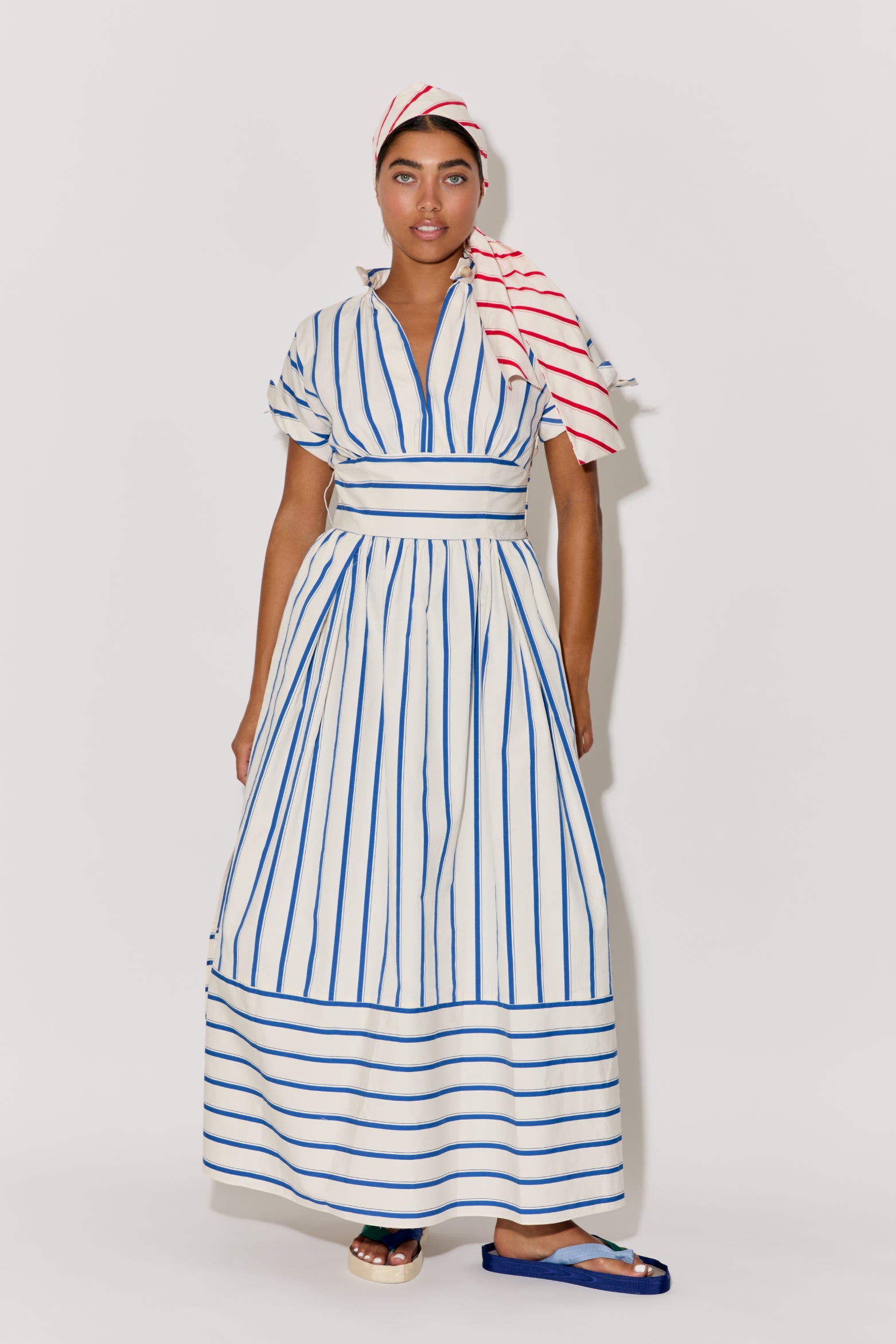 Ask for Directions Shirt Dress in Coastal Stripe Cotton Blue Stripe / 10 Ask for Directions Shirt Dress in Coastal Stripe Cotton Blue Stripe / 10