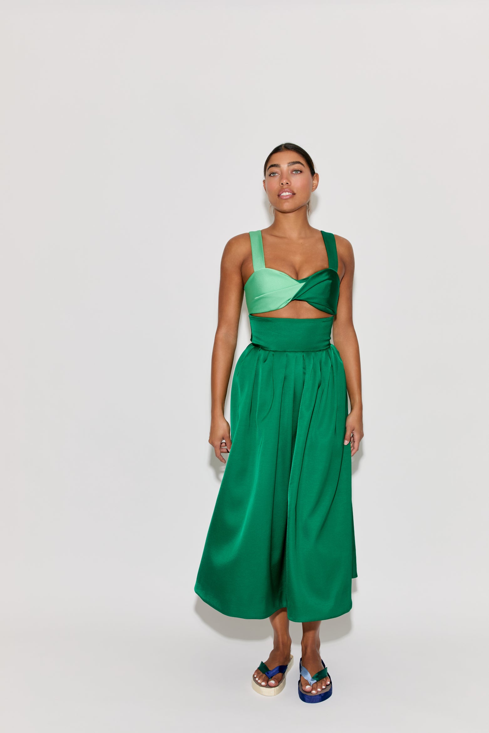 green emerald velvet dress Morning After Dress in Double Faced Satin Emerald / 4
