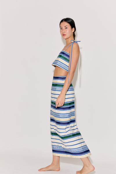 Ribbon Classic Pencil Skirt in Coastal Stripe Cotton