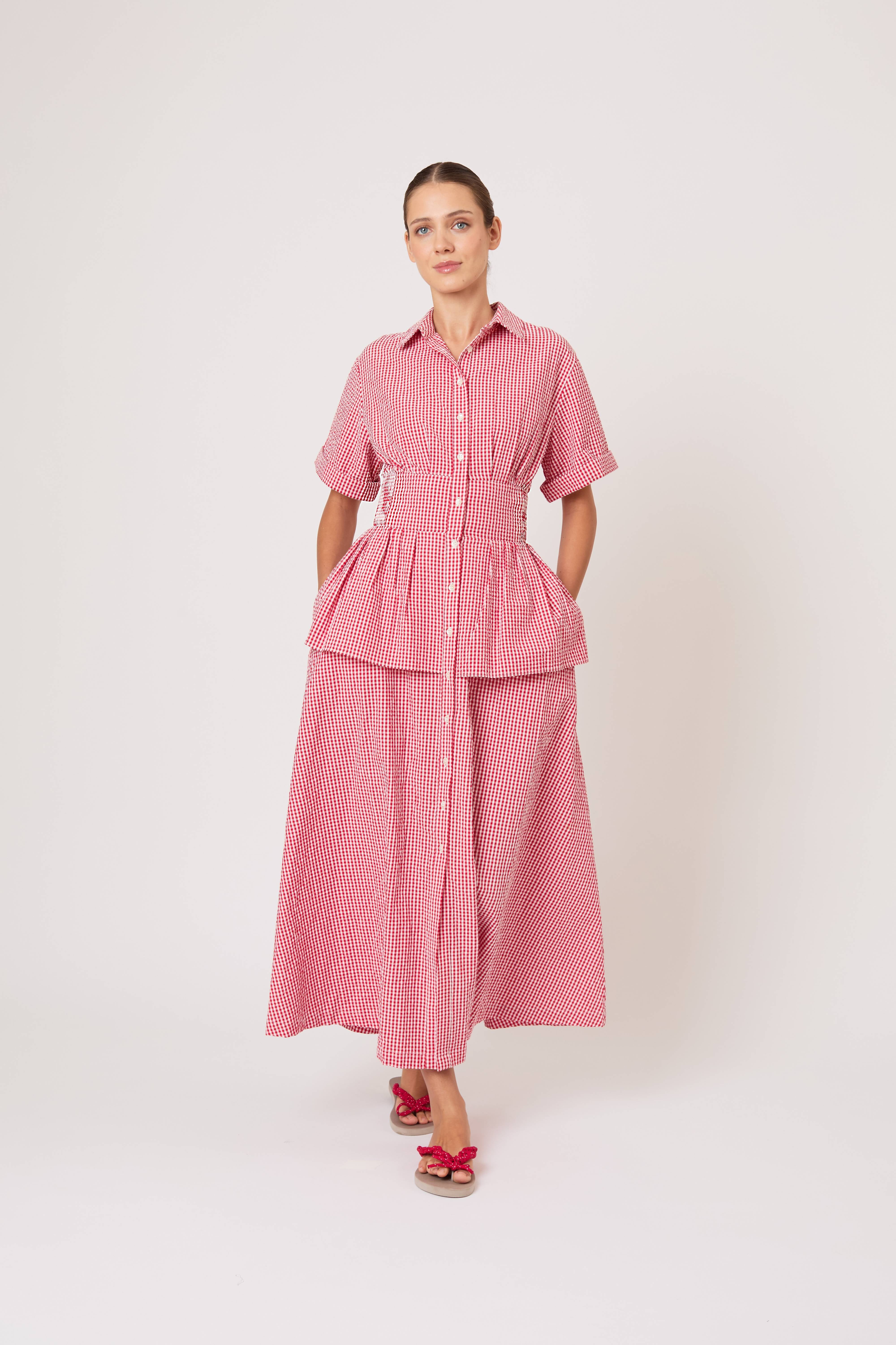 buoybuoy CHECK EDODAKI SHIRT DRESS　ピンク Boogie Woogie Bugle Boy Dress in Seersucker Gingham – Rosie Assoulin
