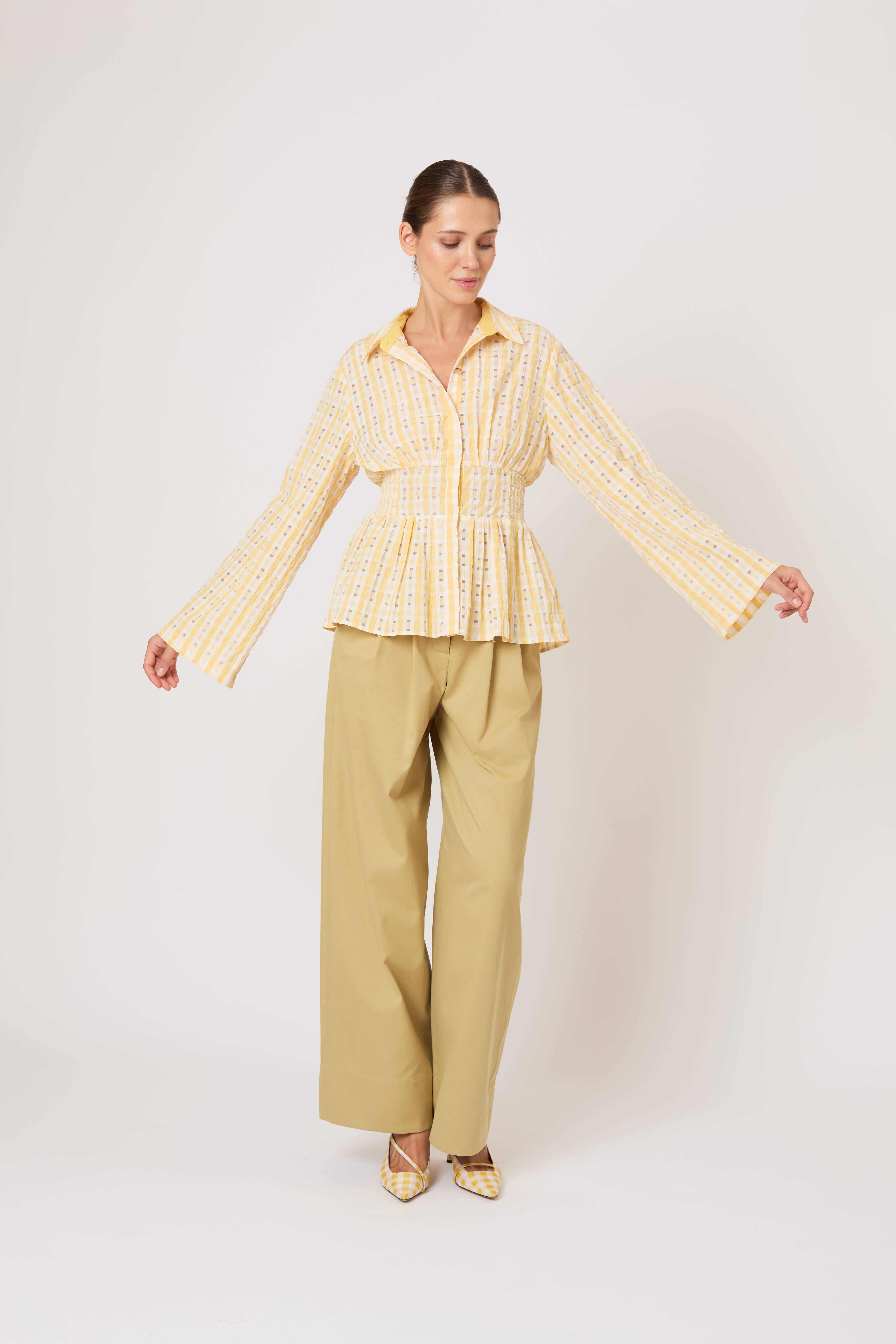 14th Addiction リネン シープスキン ベスト ジレ Boogie Woogie Bugle Boy Top in Seersucker Check – Rosie Assoulin