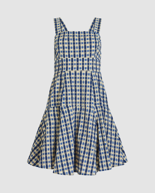 Skater Dress in Seersucker Check