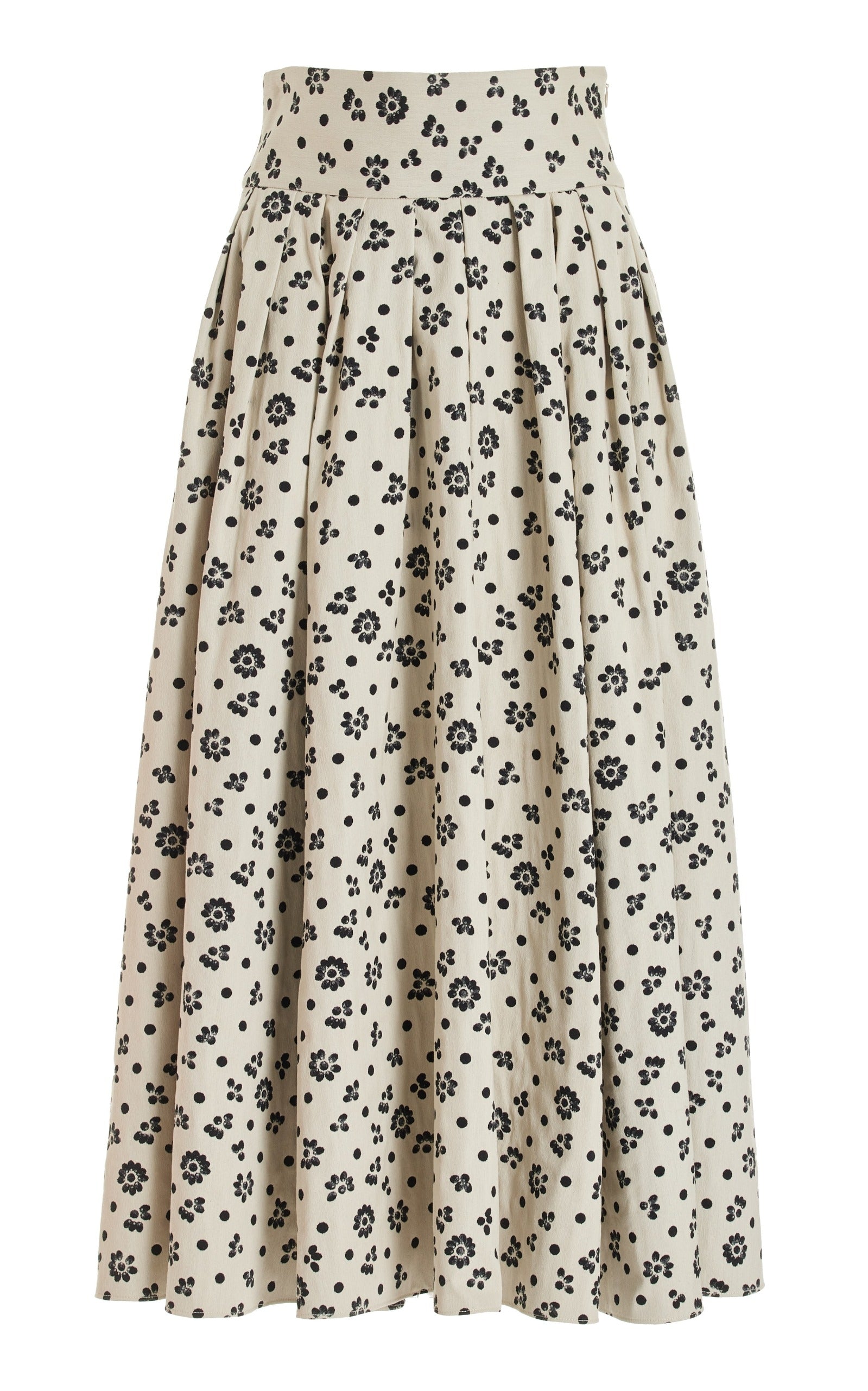 Floral Gathered Skirt in Double Faced Floral Stretch Jacquard