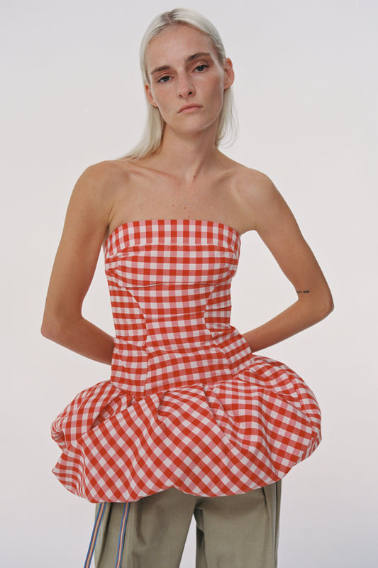 The Daffodil Top - Red Gingham
