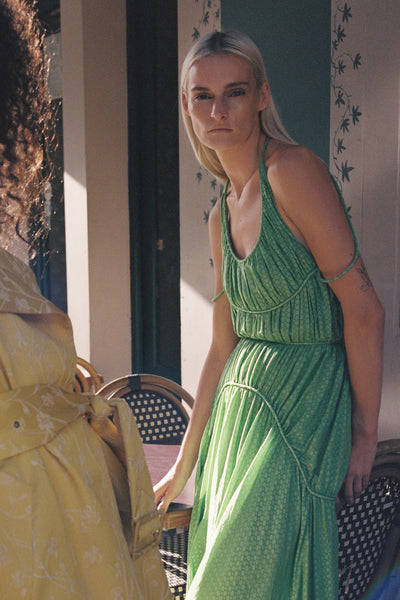 Leaf & Stem Dress - Light Green Print