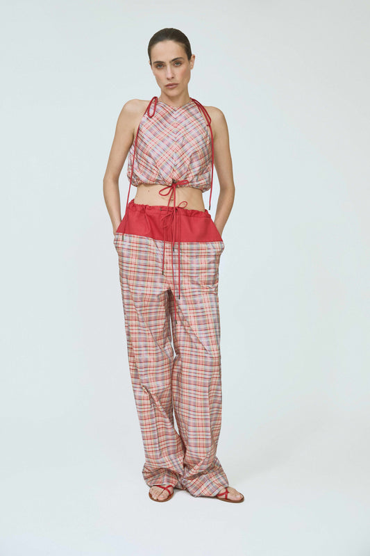 Draw Me Closer Pant in Ombre Plaid Silk Taffeta