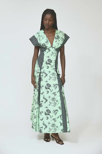 Push Me to the Edge Dress in Tossed Floral Cotton Poplin