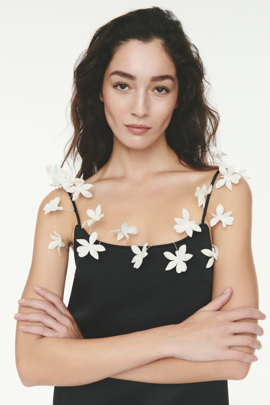 Flowered Cami Dress - Black