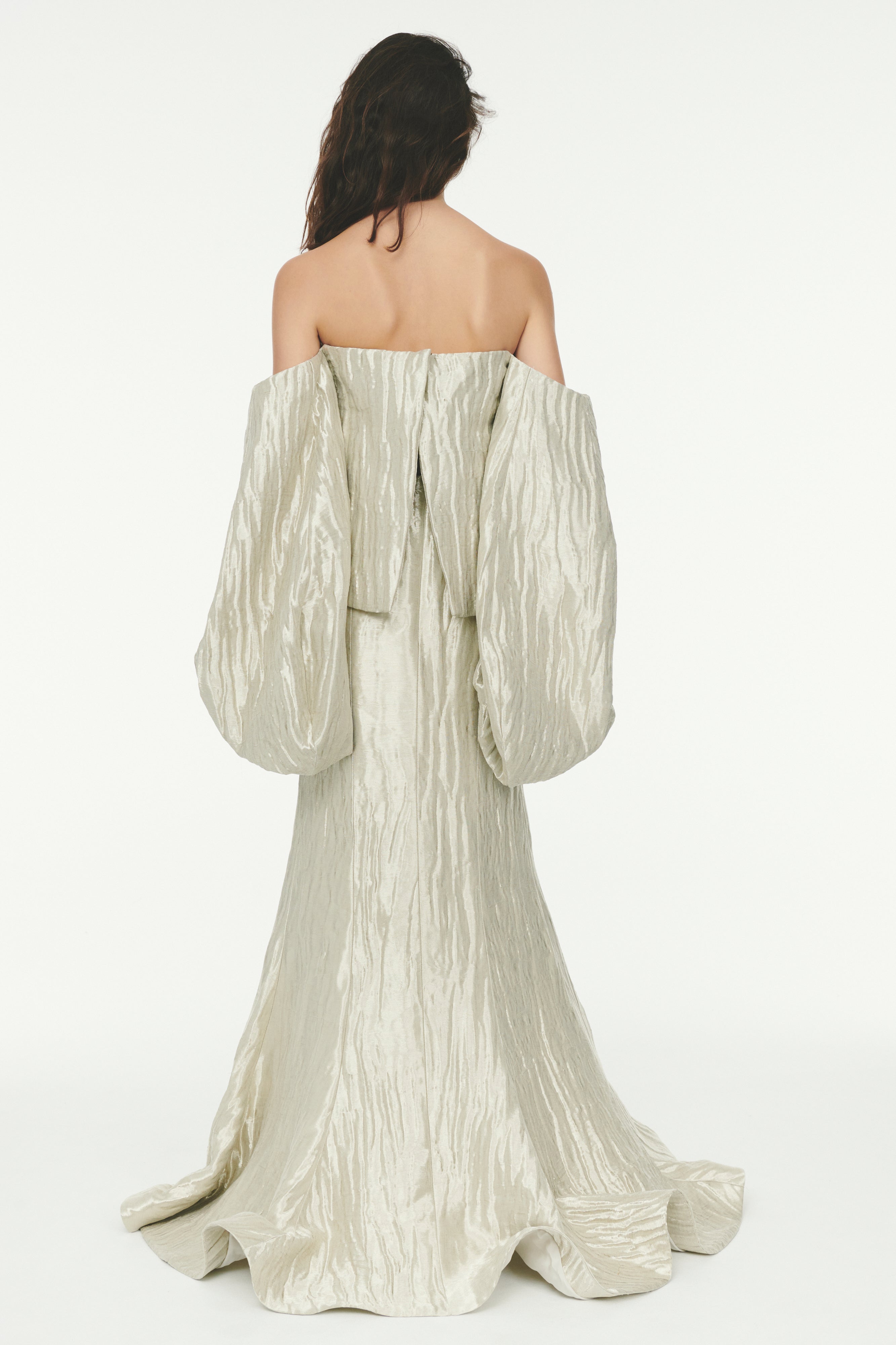 Drawer - ROSIE ASSOULIN シルクトップス Rosie Assoulin Gathered Ruffle Striped Maxi Shirtdress