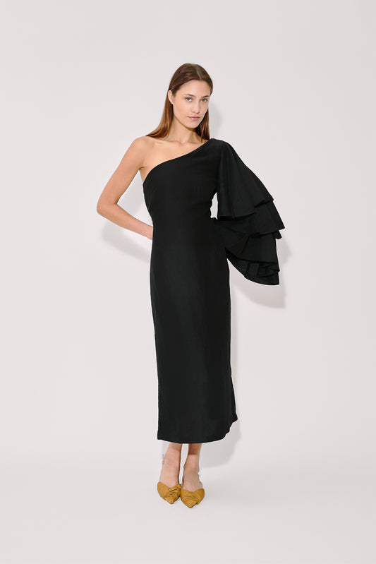Bidi Bidi Bom Bom Tea Length Dress in Linen Viscose