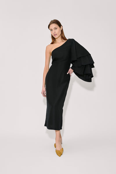 Bidi Bidi Bom Bom Tea Length Dress in Linen Viscose