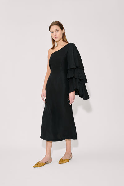 Bidi Bidi Bom Bom Tea Length Dress in Linen Viscose