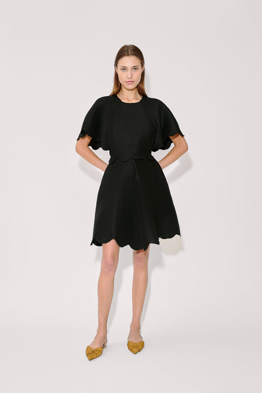 Scalloped Buttercup Dress in Linen Viscose