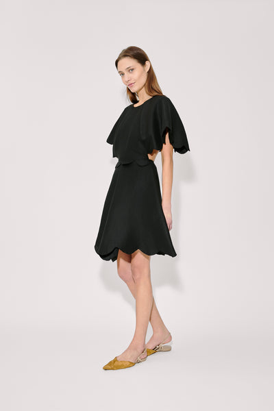 Scalloped Buttercup Dress in Linen Viscose