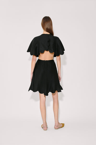 Scalloped Buttercup Dress in Linen Viscose