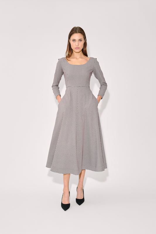 houndstooth cocktail dress Something To Remember Black Houndstooth Belted Bandeau Midi Dress