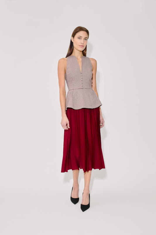 Long Peplum Dress in Micro Houndstooth