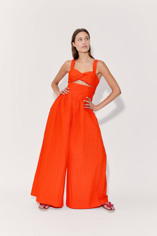 Morning After Jumpsuit in Crinkle Twill Bright Orange / 6 Morning After Jumpsuit in Crinkle Twill Bright Orange / 6